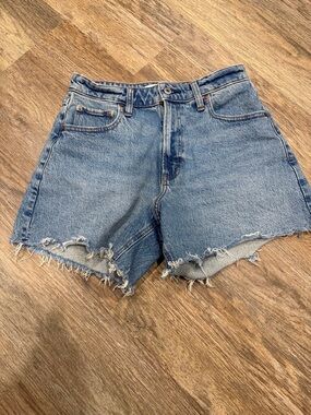 Abercrombie & Fitch Light Blue Frayed High-Rise Denim Shorts